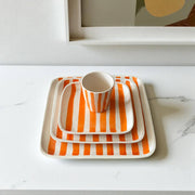 Hand-Painted Orange & White Moroccan Square Plates – 15 / 20 / 25 cm
