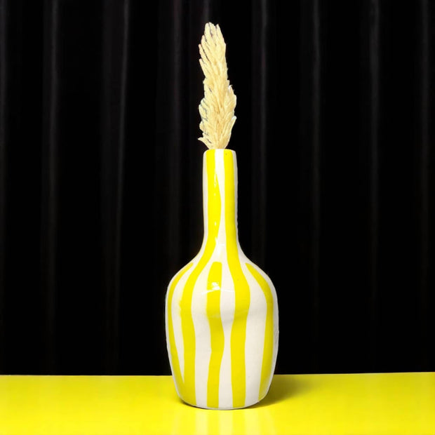 Add a Pop of Warmth with This Handcrafted & Handpainted Orange & White Striped Vase (20 cm / 24 cm)