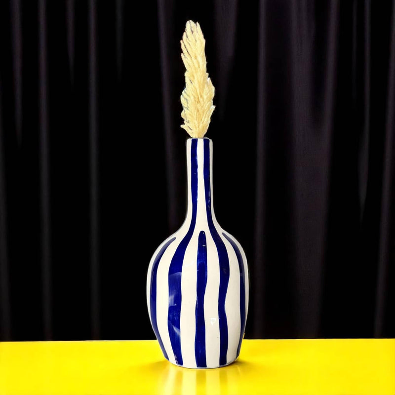 Add a Pop of Warmth with This Handcrafted & Handpainted Orange & White Striped Vase (20 cm / 24 cm)