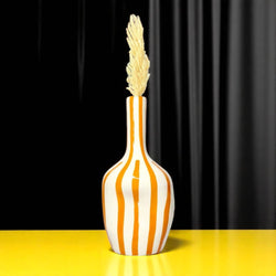 Add a Pop of Warmth with This Handcrafted & Handpainted Orange & White Striped Vase (20 cm / 24 cm)