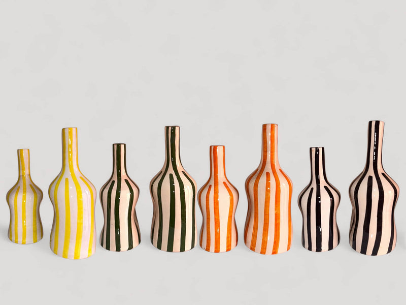 Add a Pop of Warmth with This Handcrafted & Handpainted Orange & White Striped Vase (20 cm / 24 cm)