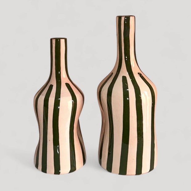 Add a Pop of Warmth with This Handcrafted & Handpainted Orange & White Striped Vase (20 cm / 24 cm)