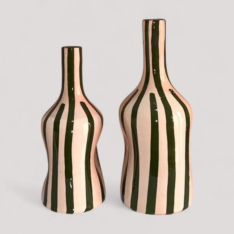Add a Pop of Warmth with This Handcrafted & Handpainted Orange & White Striped Vase (20 cm / 24 cm)