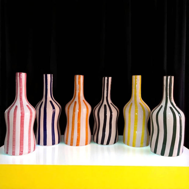 Add a Pop of Warmth with This Handcrafted & Handpainted Orange & White Striped Vase (20 cm / 24 cm)