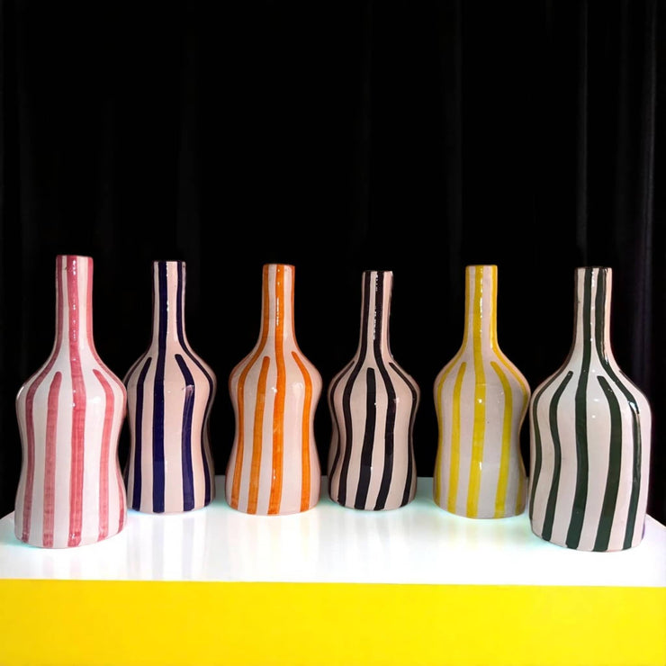Add a Pop of Warmth with This Handcrafted & Handpainted Orange & White Striped Vase (20 cm / 24 cm)
