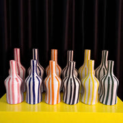 Add a Pop of Warmth with This Handcrafted & Handpainted Orange & White Striped Vase (20 cm / 24 cm)