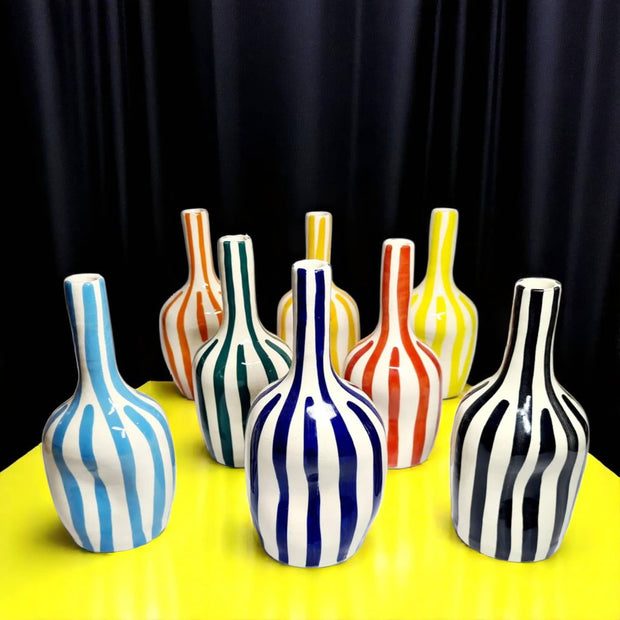 Add a Pop of Warmth with This Handcrafted & Handpainted Orange & White Striped Vase (20 cm / 24 cm)