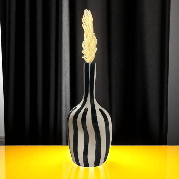 Handcrafted Black & White Striped Vase (20 cm / 25 cm)