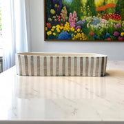 Handmade & Handpainted Neutral Striped Serving Dish / Trough