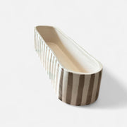 Handmade & Handpainted Neutral Striped Serving Dish / Trough