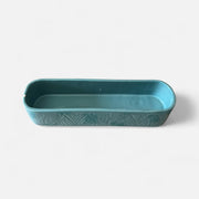 Discover Artisan Charm with This Handmade Aqua Embossed Serving Dish / Trough