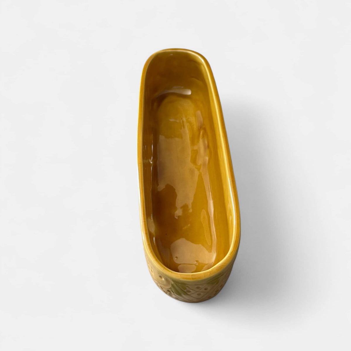 Discover Artisan Charm with This Handmade Yellow Embossed Serving Dish / Trough