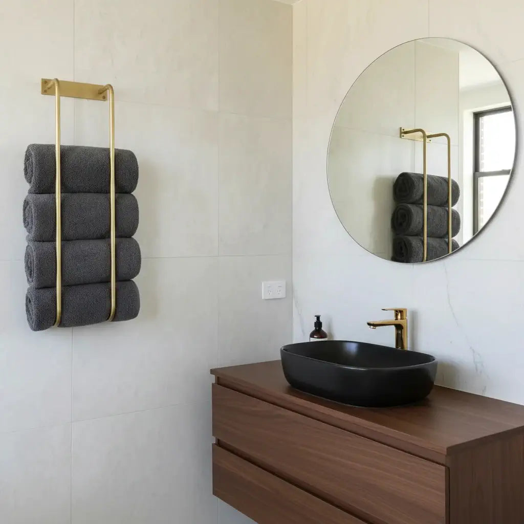 brass towel holder wall mounted bathroom storage