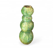 Green ceramic candle holder on a white background