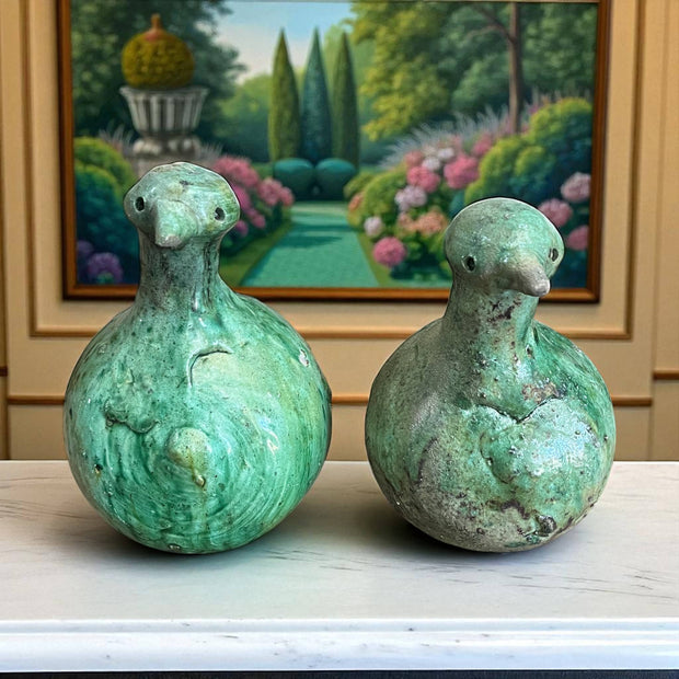 Tamegroute Green Glazed Bird Figures (Set of 2)