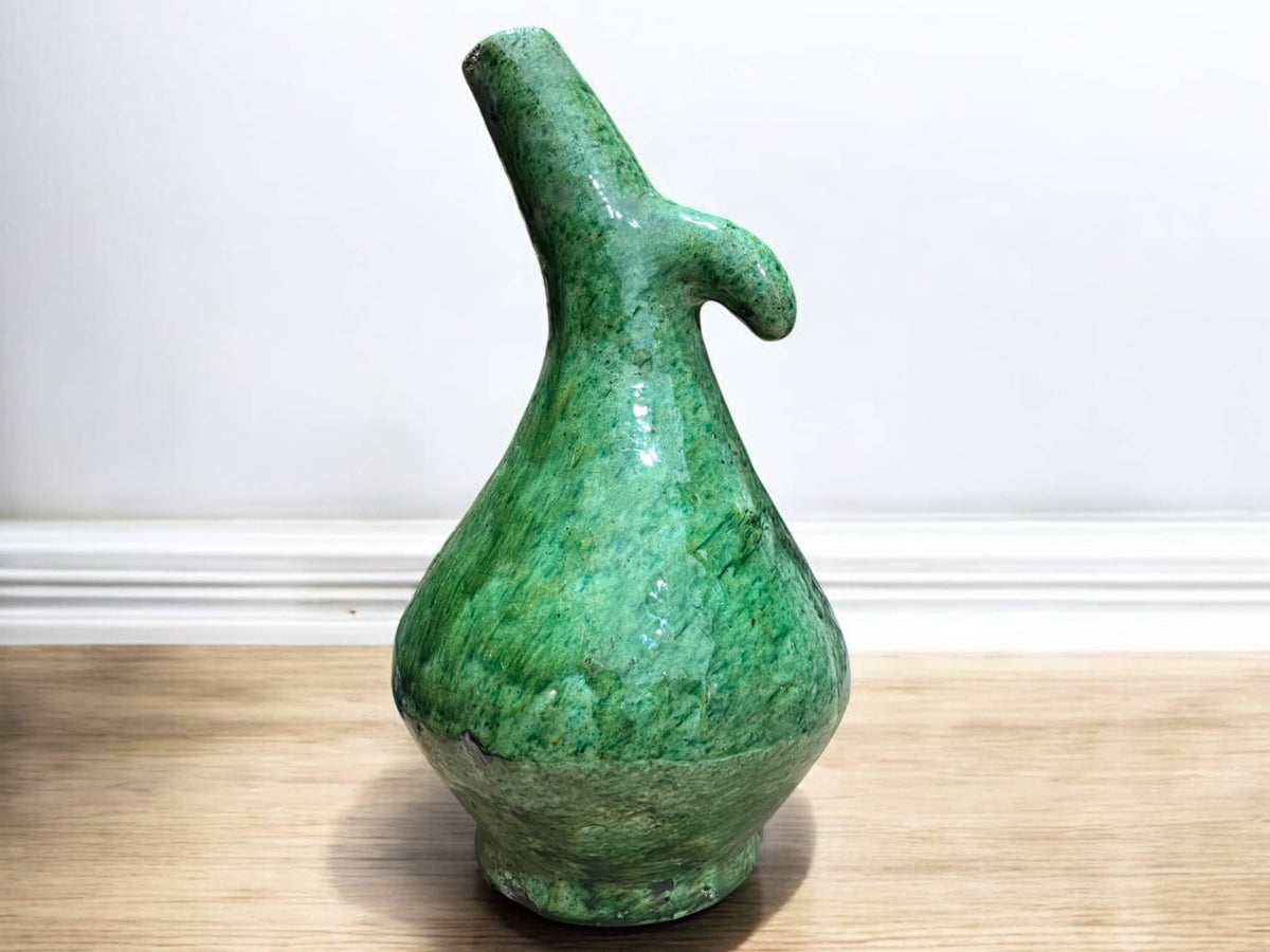 Zak Handcrafted Moroccan Ceramic Vase – Unique Sculptural Design with Artistic Nose-Like Curve