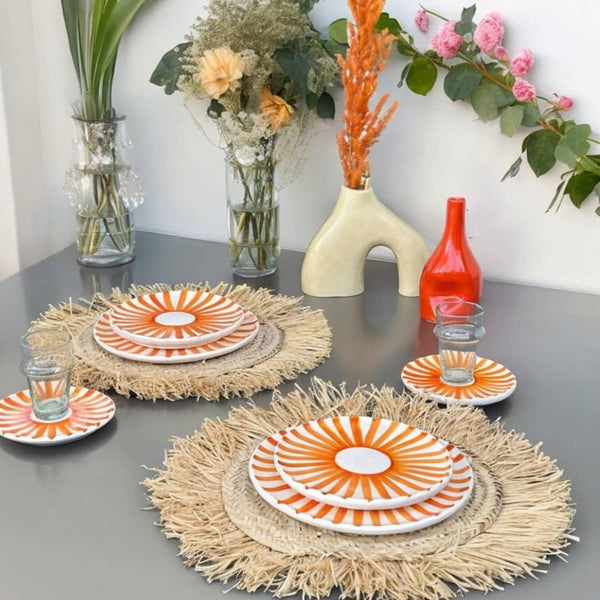 Orange Sun Plate Set - Vibrant Dinnerware for Summer Dining