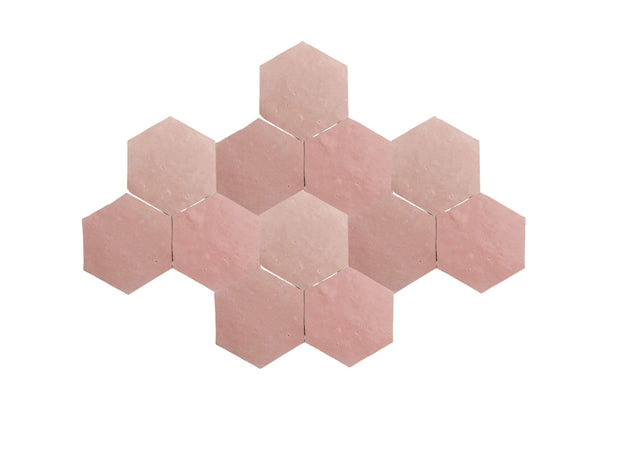 Blushing Mistress Pink Hexagon Zellige Backsplash
