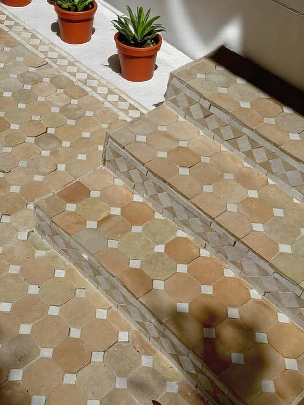 Handcrafted Natural & White Moroccan Zellige Tiles