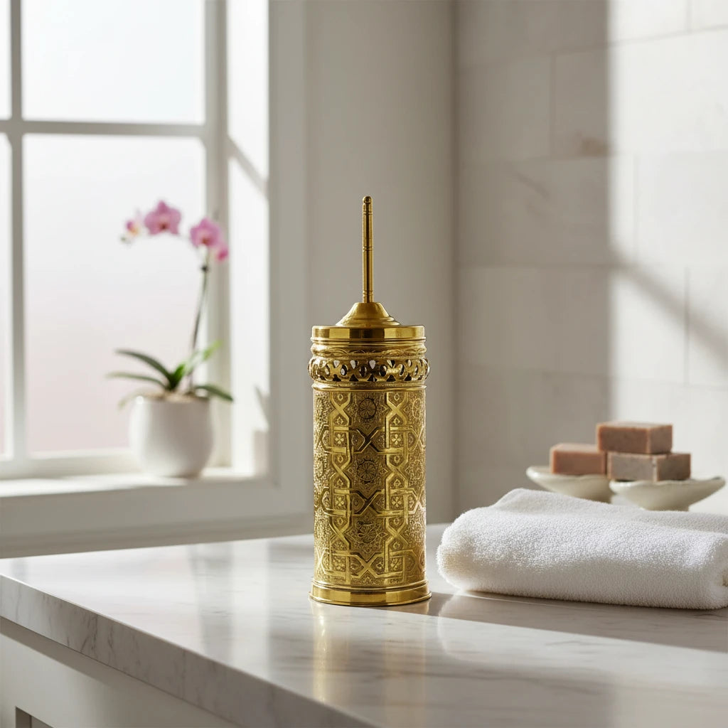brass toilet brush holder handmade bathroom set