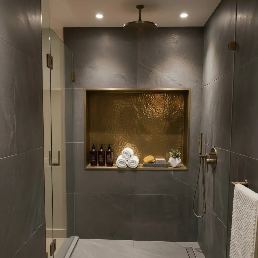 luxury brass shower niche recessed wall storage