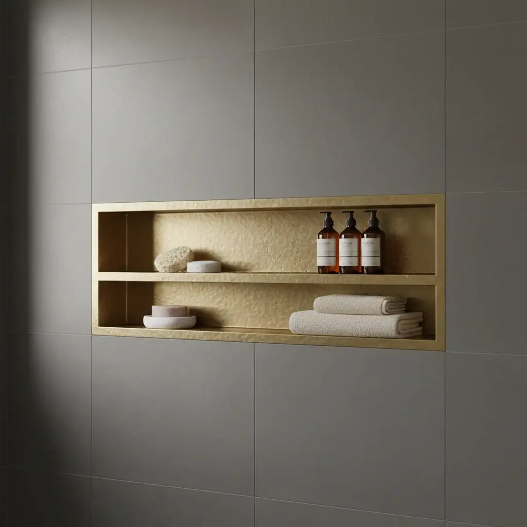 luxury brass shower niche wall shelf