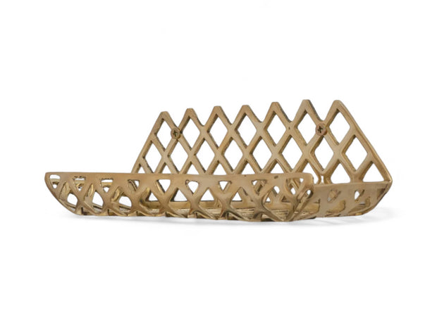 Handcrafted Unlacquered Brass Wall Shelf for Shower - Grid Bathroom Shelf