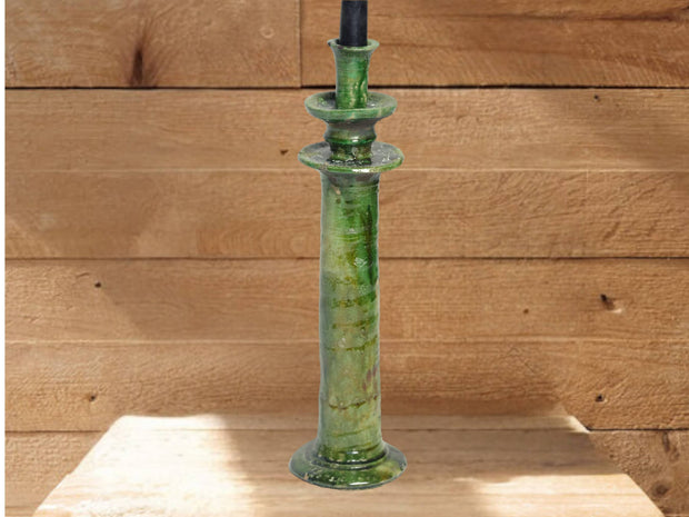 Handcrafted Moroccan Green Tamegroute Large Candlestick Holder