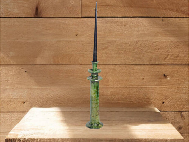 Handcrafted Moroccan Green Tamegroute Large Candlestick Holder