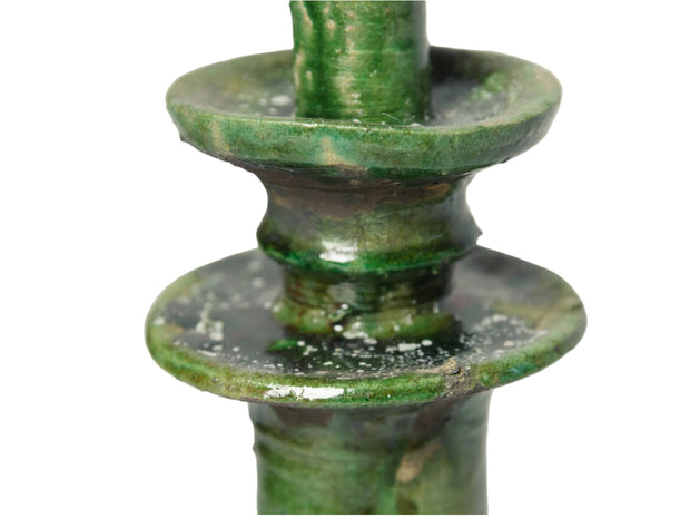 Handcrafted Moroccan Green Tamegroute Large Candlestick Holder