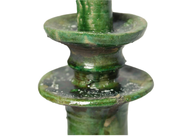 Handcrafted Moroccan Green Tamegroute Large Candlestick Holder