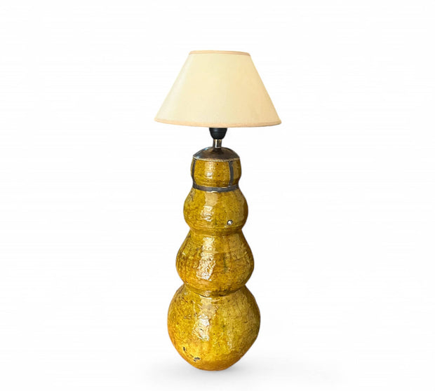 Gourd-Shaped Tamegroute Floor Lamp in Ochre Yellow – 67 cm