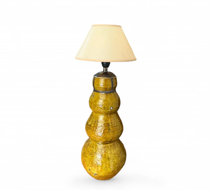 Gourd-Shaped Tamegroute Floor Lamp in Ochre Yellow – 67 cm