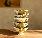Splatter Yellow Moroccan Footed Bowls – Handcrafted Tamegroute Pottery for Table or Planting (6"–12")