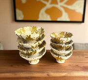 Splatter Yellow Moroccan Footed Bowls – Handcrafted Tamegroute Pottery for Table or Planting (6"–12")