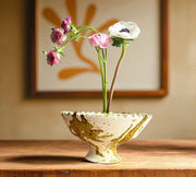 Splatter Yellow Moroccan Footed Bowls – Handcrafted Tamegroute Pottery for Table or Planting (6"–12")