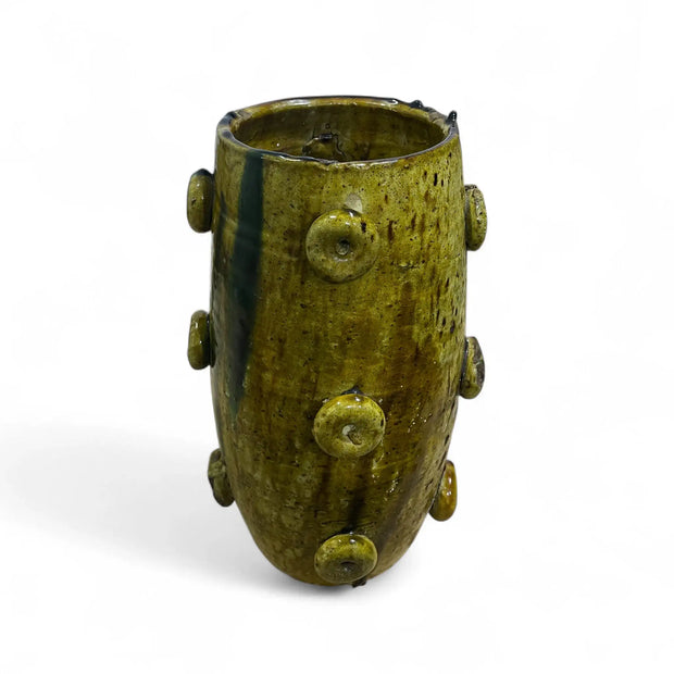 Tamegroute Yellow Spiked Vase – Handmade Moroccan Ceramic (30 cm)