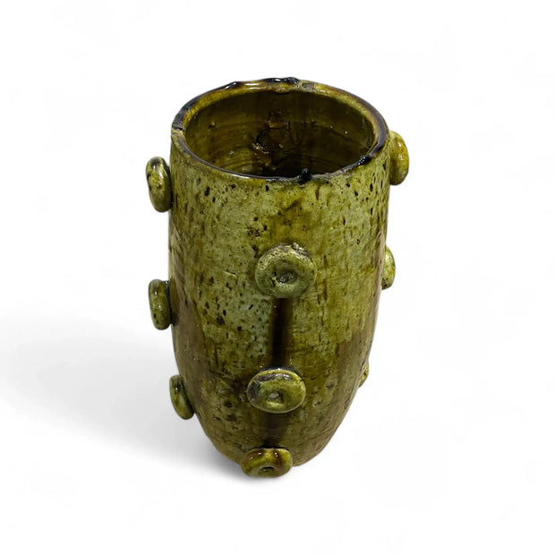 Tamegroute Yellow Spiked Vase – Handmade Moroccan Ceramic (30 cm)