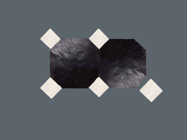 Handcrafted Black & White Moroccan Zellige Tiles