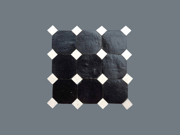 Handcrafted Black & White Moroccan Zellige Tiles