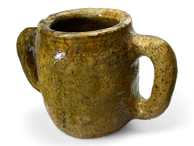Handmade Moroccan Vintage Shaded Ochre Glaze Tamegroute Holder Planter/Pot: Unique Ceramic Pottery for Plants