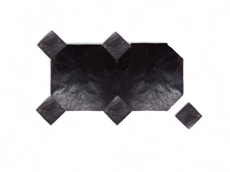 Handcrafted Black Moroccan Zellige Tiles – Octagon & Bouchon Patterns