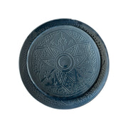 Premium Hand-Engraved Deep Cobalt Blue Moroccan Plates with Floral Motifs (Set of 2 - 20/25 cm)