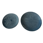 Premium Hand-Engraved Deep Cobalt Blue Moroccan Plates with Floral Motifs (Set of 2 - 20/25 cm)