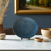 Premium Hand-Engraved Deep Cobalt Blue Moroccan Plates with Floral Motifs (Set of 2 - 20/25 cm)