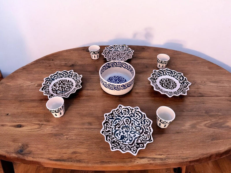 Handmade Arabic Calligraphy Ceramic Bowl – Moroccan Artisan Tableware