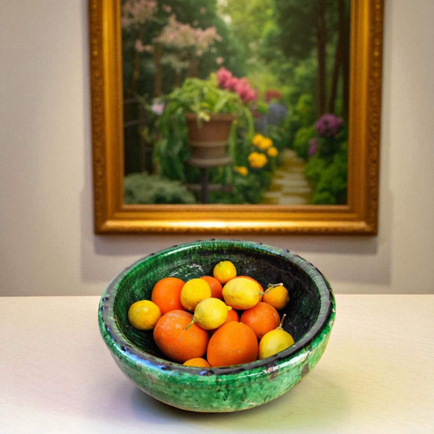 Discover Exquisite Artistry: Authentic Tamegroute Glazed Moroccan Bowls & Planters (Available in 2 Colors & 2 Sizes)