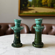 Handmade & Glazed Multi-Toned Green Candle Holder (16 cm)
