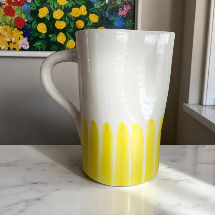 Handmade & Handpainted Yellow & White Carafe (18 cm)
