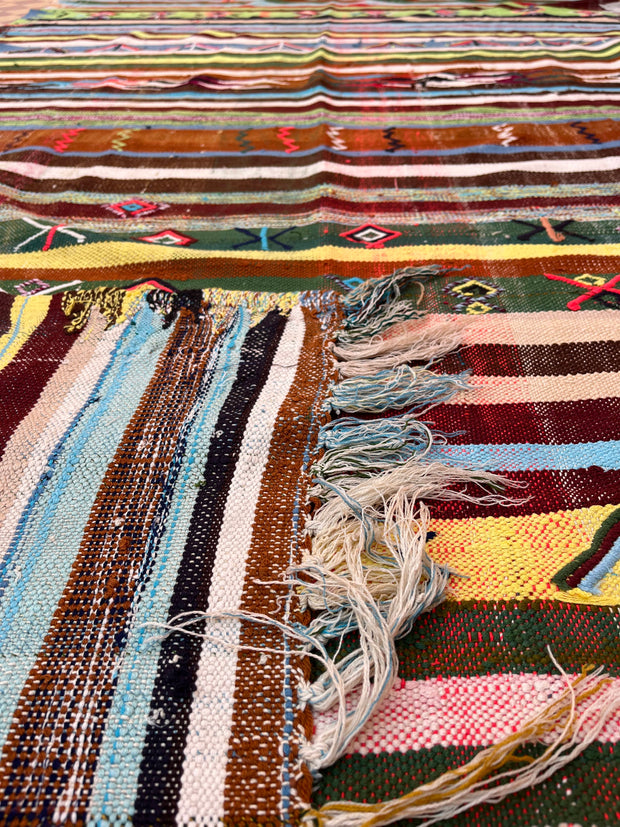 Handwoven Moroccan Striped Rug (11.4 x 4.8 ft)